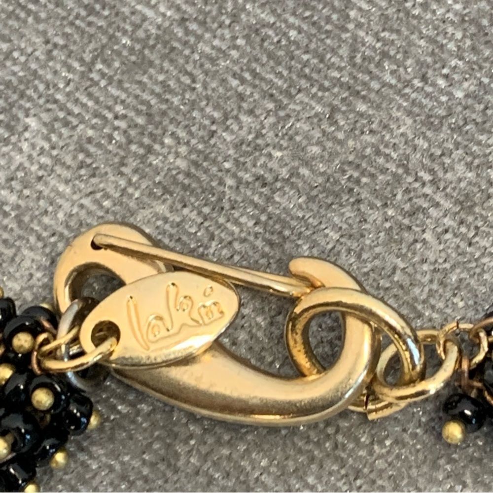 LAKU gray gold tone Rock stone leaf beaded necklace - Picture 6 of 9